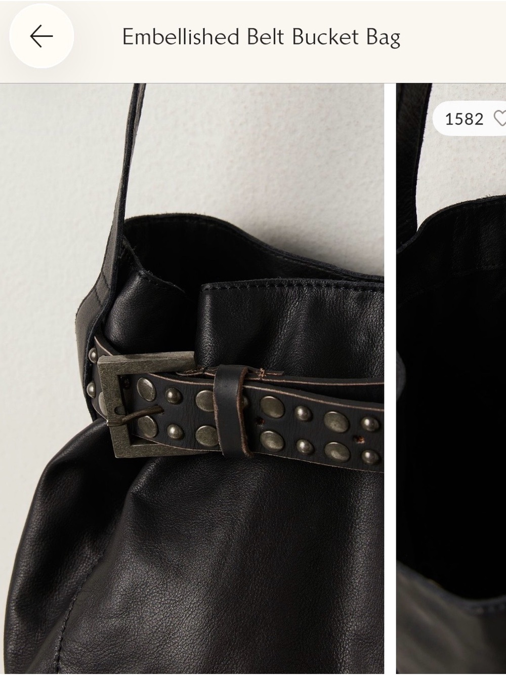 Free People Black Studded Leather Shoulder Tote - Picture 3 of 4